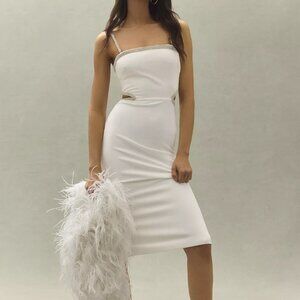 NWT | Dress The Population Ari White Cut Out Crystal Embellished Midi Dress S